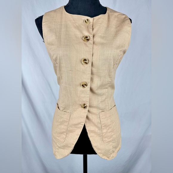 SHEIN Jackets & Blazers - SHEIN Tan Button-Up Business Casual Vest